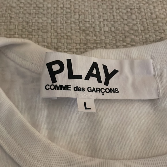 White Comme De Garçon Designer T-shirt for Sale - Picture 2 of 5